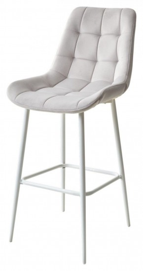Барный стул ХОФМАН, цвет H-09 Светло-серый, велюр / белый каркас М-City в Копейске - kopejsk.mebel-74.com | фото
