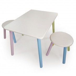 Детский комплект стол и два табурета круглых  (Белый, Белый, Цветной) в Копейске - kopejsk.mebel-74.com | фото