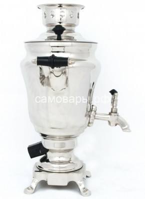 Электрический самовар из латуни никелированный на 1,5 литра форма "Тюльпан" с защитой от выкипания в Копейске - kopejsk.mebel-74.com | фото
