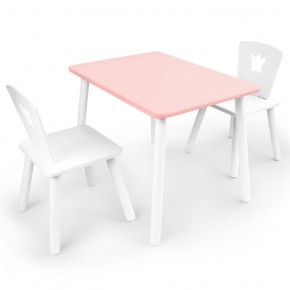 Комплект детской мебели стол и два стула Корона  (Розовый/Белый/Белый) в Копейске - kopejsk.mebel-74.com | фото