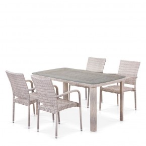 Комплект плетеной мебели T256C/Y376C-W85 Latte (4+1) + подушки на стульях в Копейске - kopejsk.mebel-74.com | фото