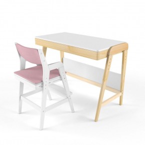 Комплект растущий стол и стул с чехлом 38 попугаев «Вуди» (Белый, Белый, Розовый) в Копейске - kopejsk.mebel-74.com | фото