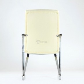 Кресло Barneo K-25 для посетителей и переговорных (хром, бежевая экокожа) в Копейске - kopejsk.mebel-74.com | фото