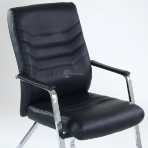 Кресло Barneo K-25 для посетителей и переговорных (хром, черная экокожа) в Копейске - kopejsk.mebel-74.com | фото
