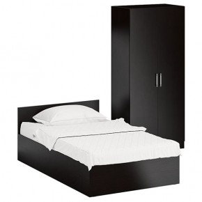 Кровать 1200 + Шкаф 2-х створчатый Стандарт, цвет венге, ШхГхВ 123,5х203,5х70 + 90х52х200 см., сп.м. 1200х2000 мм., без матраса, основание есть в Копейске - kopejsk.mebel-74.com | фото