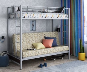 Кровать двухъярусная с диваном "Мадлен" (Серый/Фиолетовый) в Копейске - kopejsk.mebel-74.com | фото