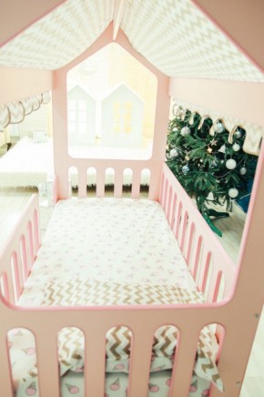 Кровать-домик без ящика 800*1600 (Розовый) в Копейске - kopejsk.mebel-74.com | фото