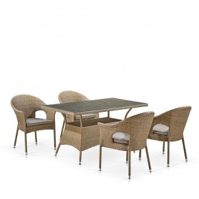 Обеденный комплект плетеной мебели T198B/Y79B-W56 Light Brown (4+1) в Копейске - kopejsk.mebel-74.com | фото