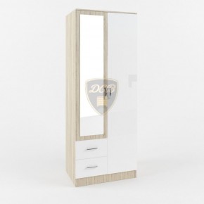 Шкаф 2-х створчатый с зеркалом Софи СШК 800.3 (дуб сонома/белый глянец) в Копейске - kopejsk.mebel-74.com | фото