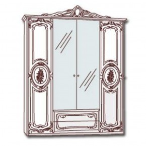 Шкаф 4-х дверный с зеркалами (01.144) Роза (могано) в Копейске - kopejsk.mebel-74.com | фото