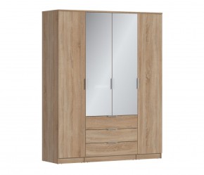 Шкаф 4х дверный с зеркалами Николь СБ-2595/1 (Дуб Сонома) в Копейске - kopejsk.mebel-74.com | фото