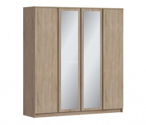 Шкаф 4х дверный с зеркалами Веста СБ-3082 (Дуб Сонома) в Копейске - kopejsk.mebel-74.com | фото