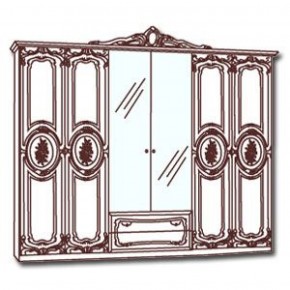 Шкаф 6-и дверный с зеркалами (01.146) Роза (беж) в Копейске - kopejsk.mebel-74.com | фото