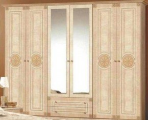 Шкаф 6-и дверный с зеркалами (02.146) Рома (беж) в Копейске - kopejsk.mebel-74.com | фото