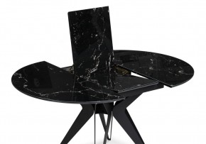 Стол стеклянный Рикла 110(150)х110х76 черный мрамор / черный в Копейске - kopejsk.mebel-74.com | фото